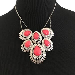 Cato pink and Silver statement Necklace